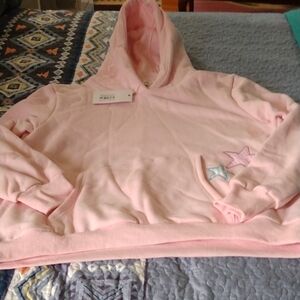 NWT Pink Hoodie With Stars Marked Size 6 But Very Large See Measurements Below